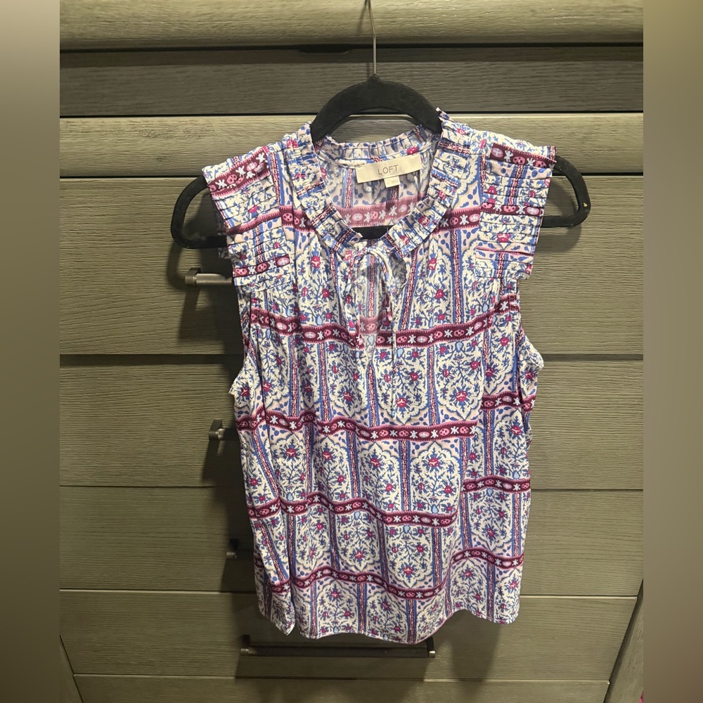 LOFT Multicolor Bohemian Blouse Tank Size Large